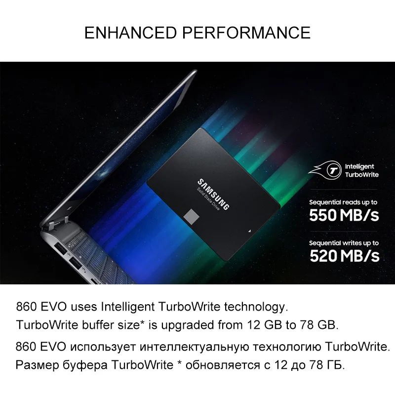 Samsung 860 EVO Внутренний твердотельный накопитель 250GB 500GB 1 ТБ HDD жесткий диск HD SATA 3 2,5 дюймов SATA III SSD для ноутбуков настольных ПК