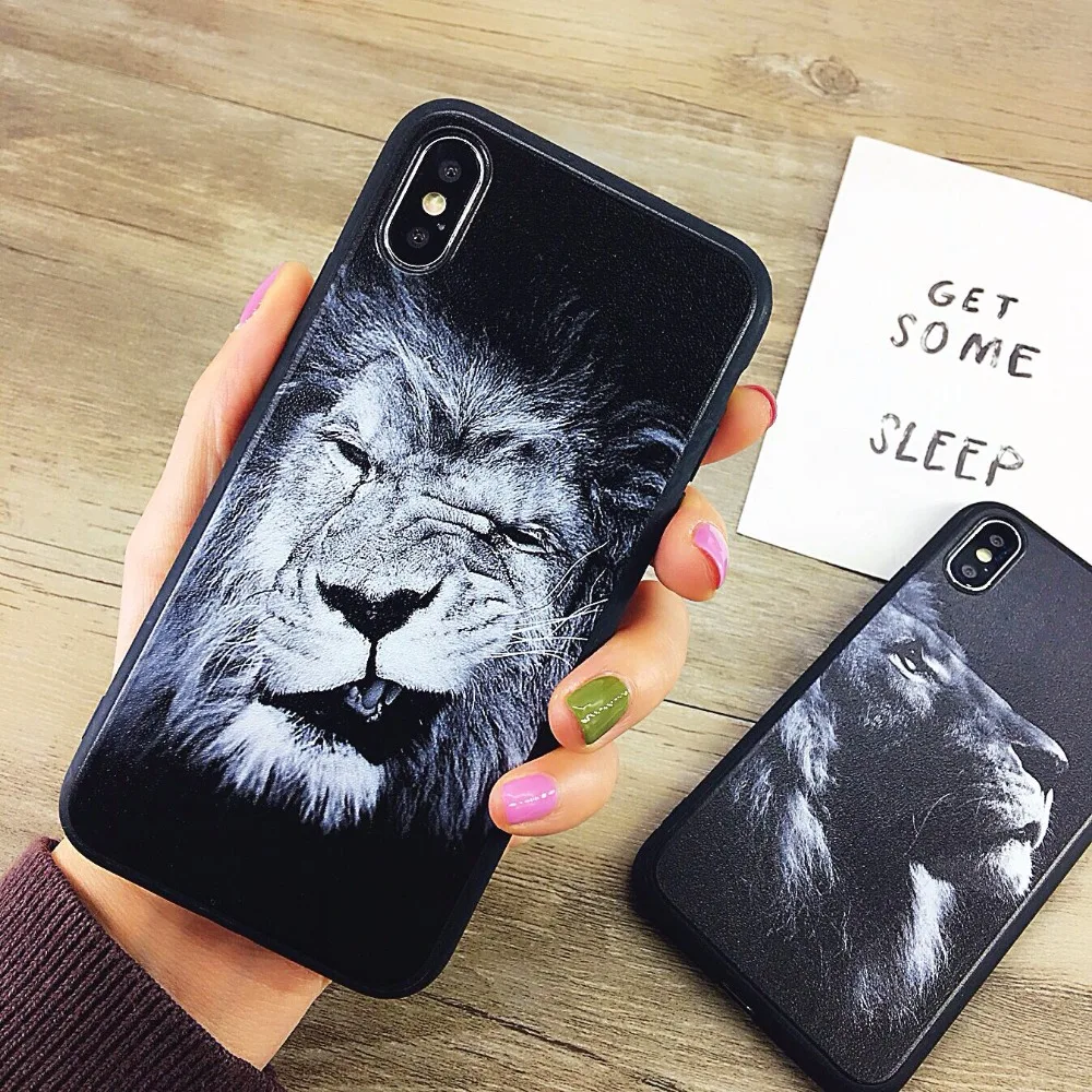 

Cool Lion Protective Capa Case for Apple iPhone X Man Gift Back Cover Coque for iPhone 6 6S 7 8 Plus
