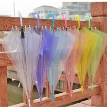 Мода Красочные Полуавтоматическая Длинная ручка Прямой ручкой Звонкий Дождь Зонтик