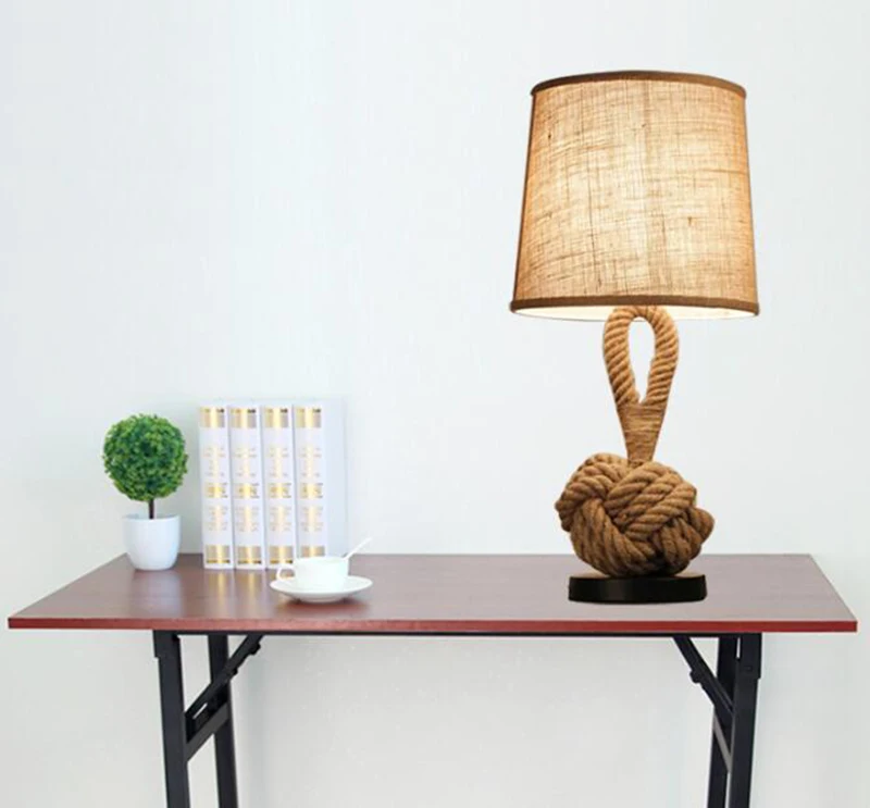 Пеньковый Канат настольная лампа в белье материал для творческой спальни крючок декоративный стол в винтажном стиле