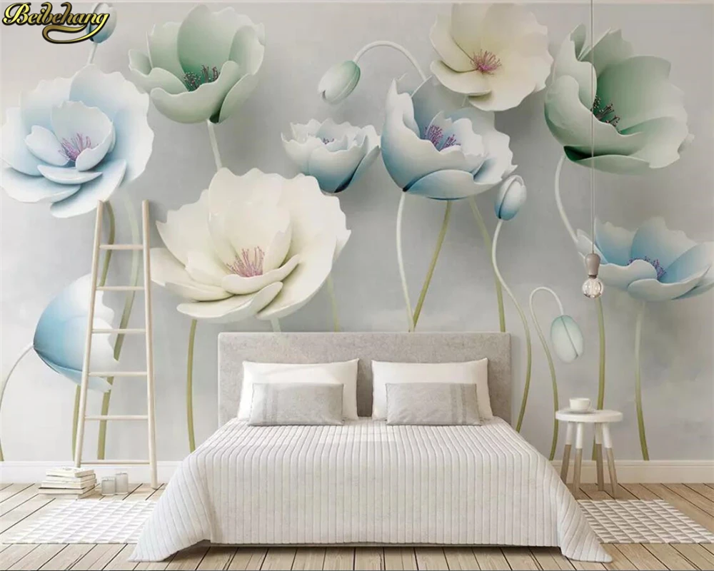 beibehang 3d wallpaper Custom wallpaper mural 3d embossed colorful carved flowers simple TV background wall papers home decor