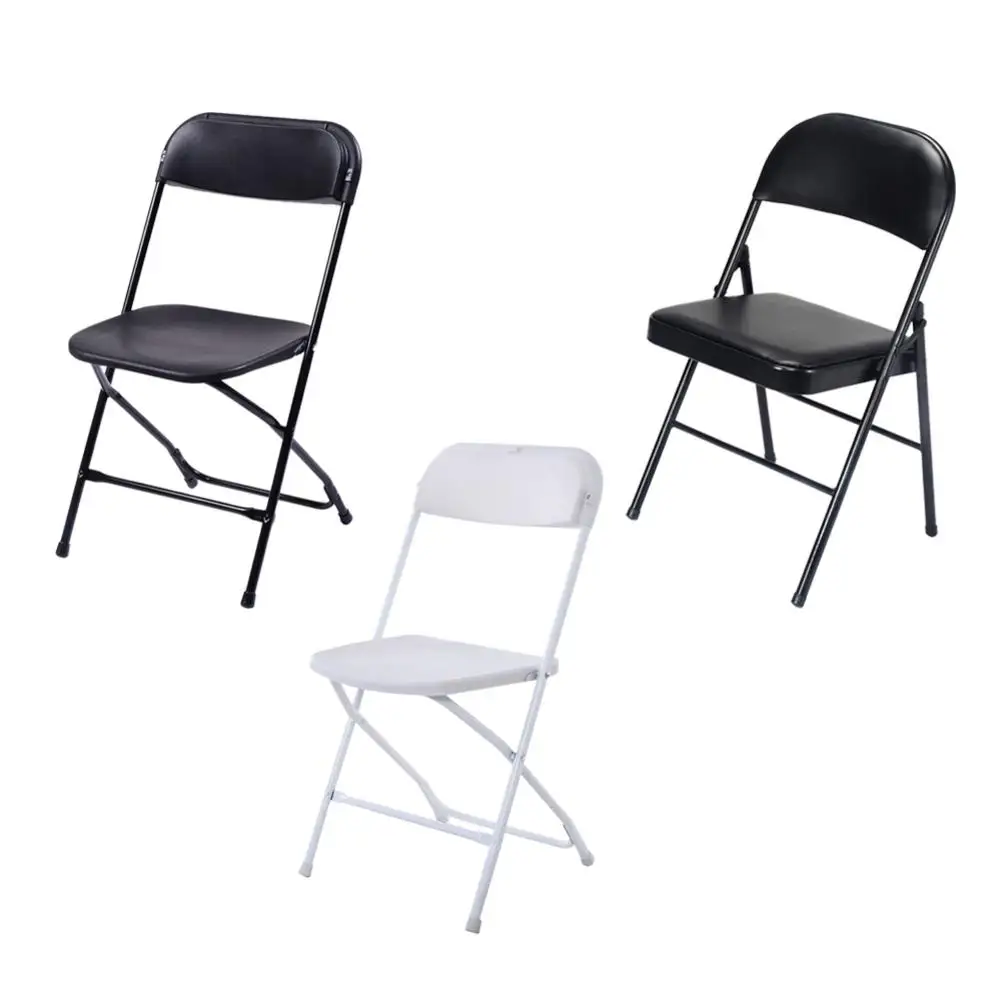 

4pcs Elegant Foldable Iron & PVC Chairs for Convention & Exhibition Black
