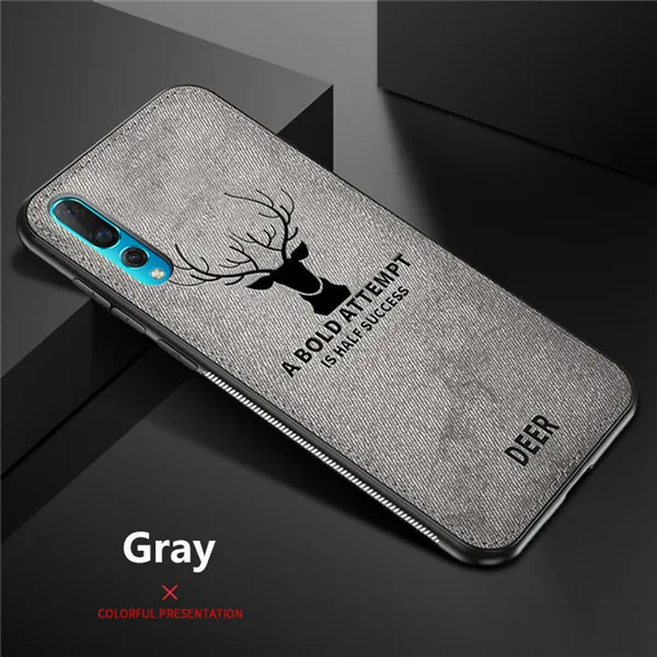 Hot Cloth Texture Deer 3D Soft TPU Magnetic Car Case for Samsung Galaxy A20 Built-in Magnet Plate Case for A30 A40 A50 A70 Cover - Цвет: Gray