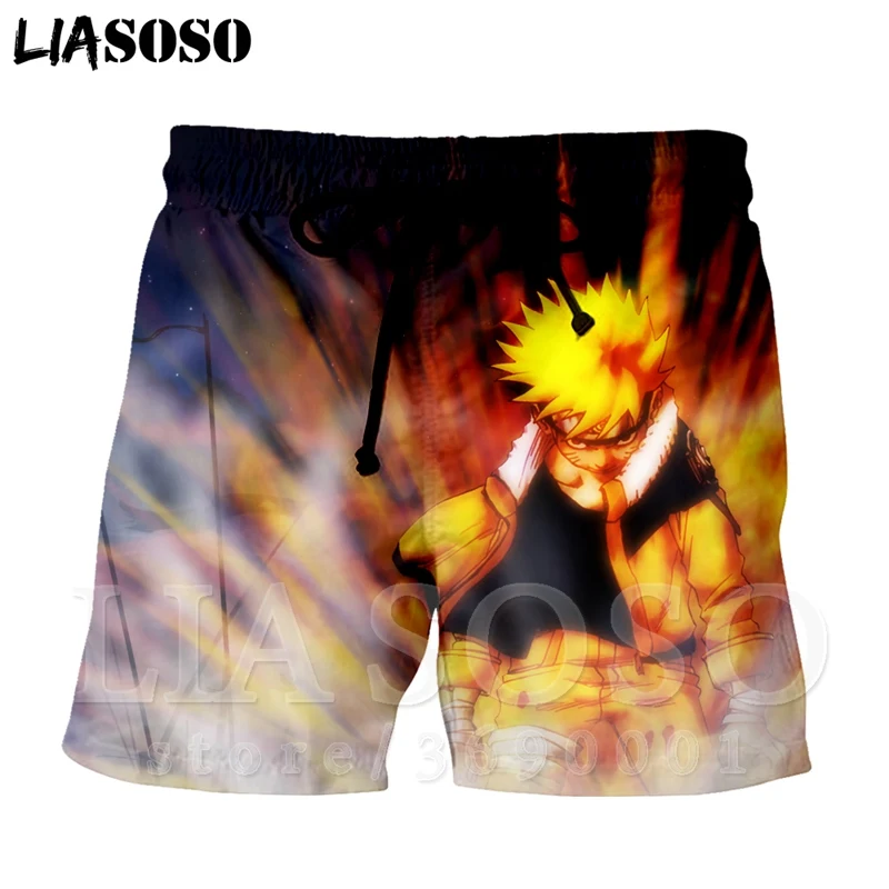 LIASOSO, 3D принт, аниме, Наруто Узумаки, Наруто, забавные мужские шорты для мальчиков, пляжные повседневные шорты, пляжные шорты, ткань из Breechcloth, брюки X1113