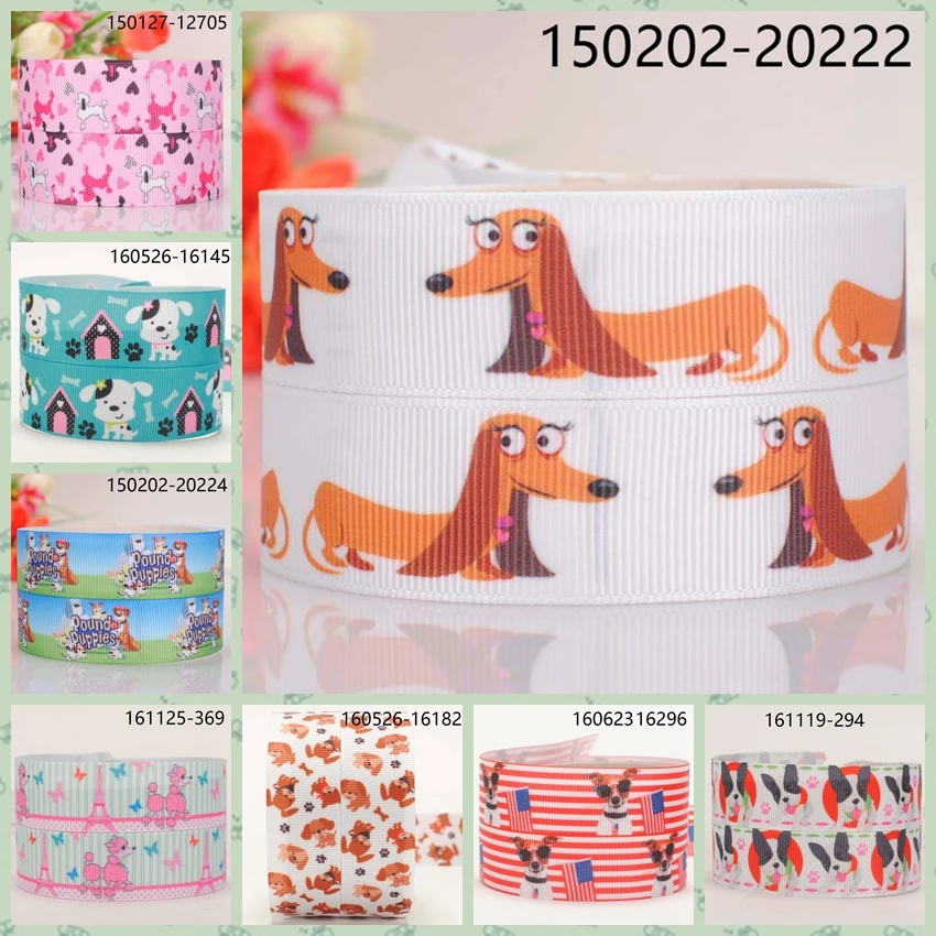 

10yards -different sizes -lively cartoon dog ribbon printed Grosgrain ribbon