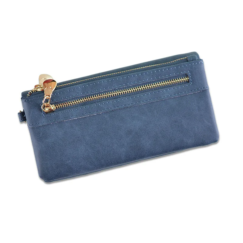 Women Long Wallet Quality Matte PU Leather Solid Coin Purse Luxury Double Zipper Clutch Money Bag Phone ID Credit Card Holder 4