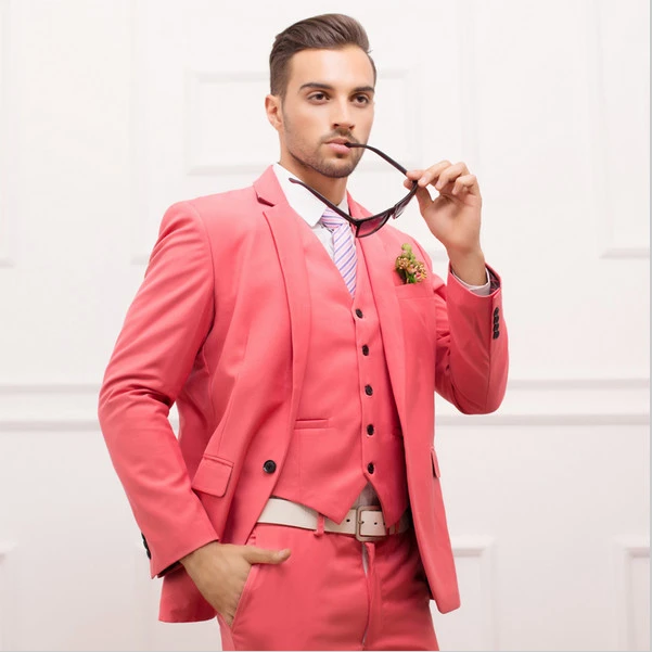 Ltalian高級メンズ ピンク スーツジャケットパンツ正式な ドレス男性の スーツ セット男性の結婚式の スーツ新郎タキシード ジャケット パンツ ベスト ネクタイ Men Suit Set Suit Groomsuit Jacket Pants Aliexpress