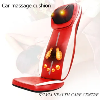 

Luxury red 3D mechanical massage pad Infrared Heating moving up&down back Car Massager Cushion Seat Cover 110-240V