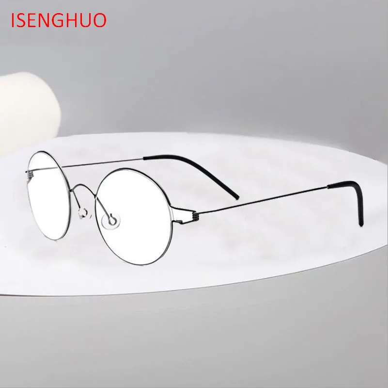 

Titanium Glasses Frame Men Screwless Business Retro Ultralight Myopia Round Korean Eyeglasses Optical Prescription Brand Eyewear