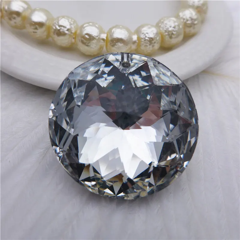 

round cake pie shape glass pendant 30mm silver necklace crystal chandelier accessories jewelry DIY finding lamp spark 12pcs PY41