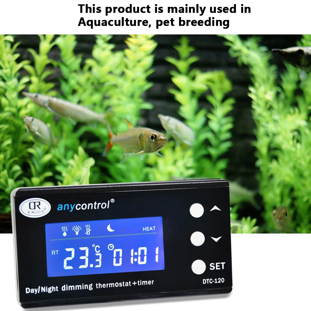 

DTC-120 Digital Thermostat Temperature Controller Waterproof Sensor US EU Plug Outlet LCD 2 Stage Heating Cooling Mode