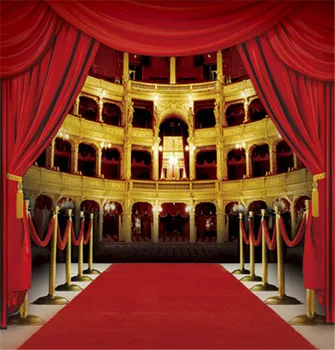 

10x10FT Hollywood Red Carpet Drape Curtain Golden Theater Stage Floors Custom Photo Backgrounds Studio Backdrops Vinyl 3x3m