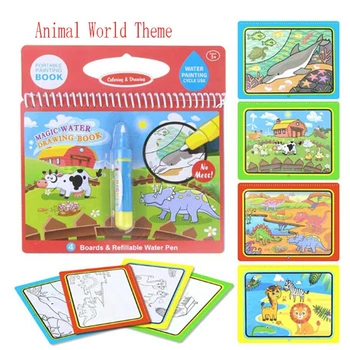 

1Set Montessori Coloring Book Doodle & Magic Pen Painting Drawing Board For Kids Toys Magic Water Drawing Book Birthday Gift