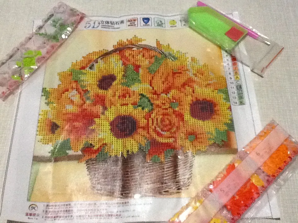 % 5d diy цветок Алмазная картина наборы вышивки крестом вышивка корзина подсолнуха