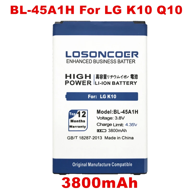 

LOSONCOER 3800mAh BL-45A1H Battery For LG K10 Battery F670L F670K F670S F670 K10 LTE Q10 K420 K420N Battery