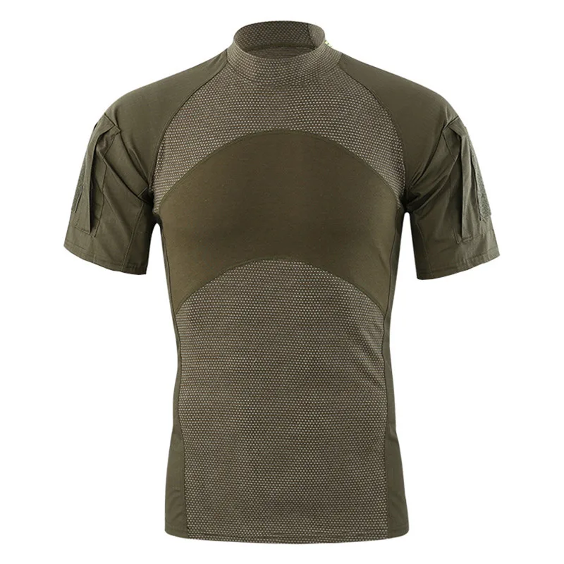 WOLFONROAD мужские летние футболки для походов и кемпинга тактические армейские зеленые спортивные майки с коротким рукавом военные камуфляжные футболки - Цвет: Green