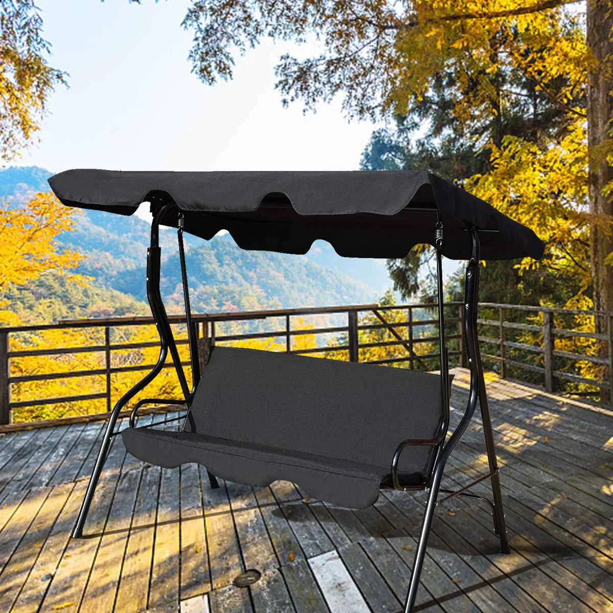 

5 Color 3 Seats UV Resistant Garden Swing Chair Cover Shade Sail Dust/Waterproof Outdoor Courtyard Hammock Tent Swing Top Cover