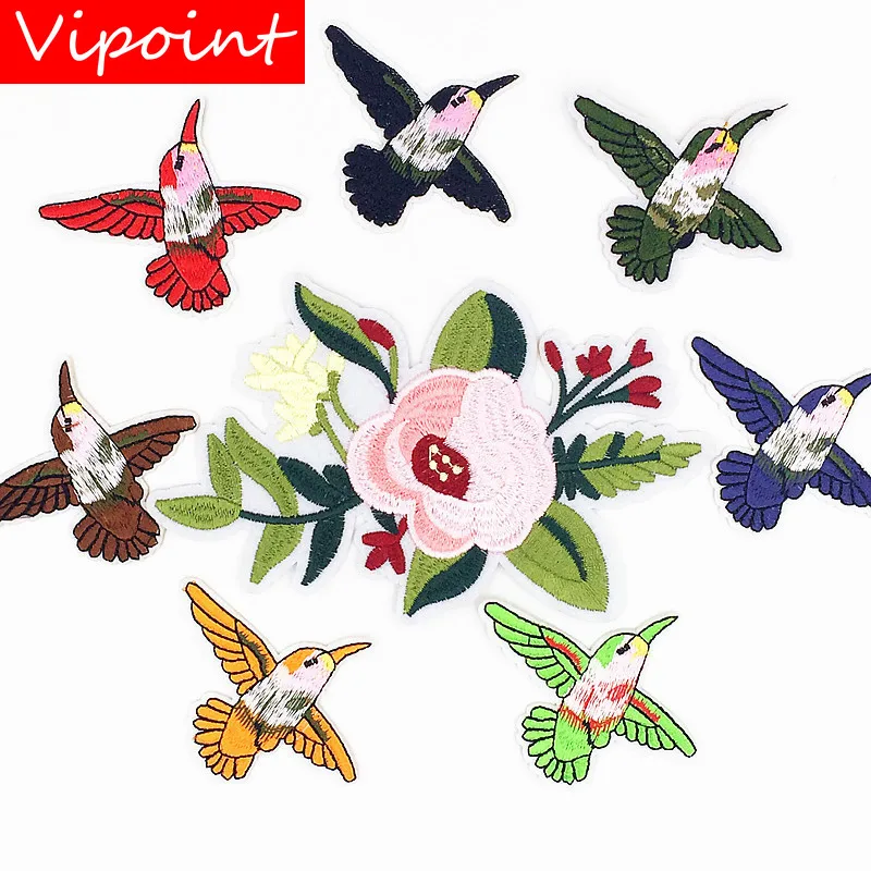 

VIPOINT embroidery bird patches flower patches badges applique patches for clothing XW-136