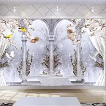 3d обои стены Элегантный Ангел римская колонна голубь 3d обои с изображением героев обои декорации в интерьере