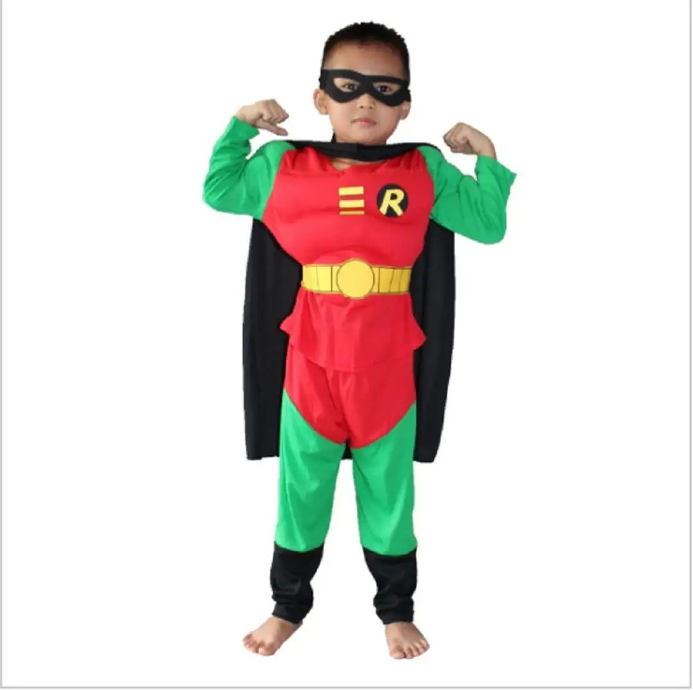 Костюм Робина для детей от 3 до 7 лет, костюм на Хэллоуин для мальчиков, костюм Робина, костюм для костюмированной вечеринки комплект одежды для малышей - Цвет: Robin Muscle