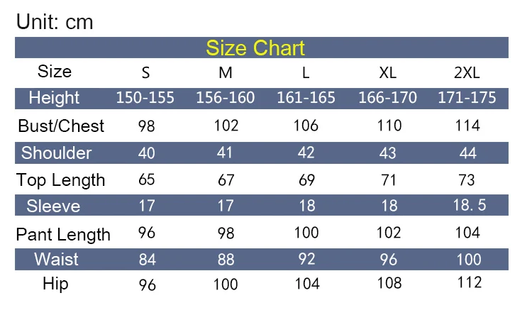 Navy Uniform Size Chart