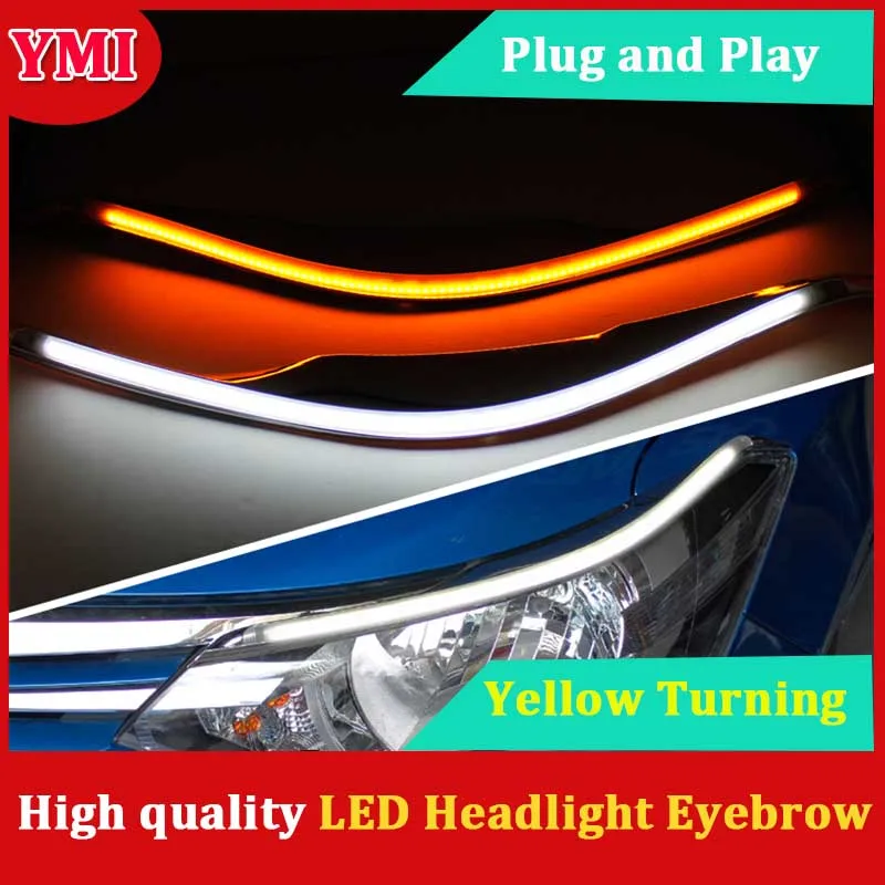 Headlight LED Eyebrow Daytime Running Light DRL With Yellow Turn Signal