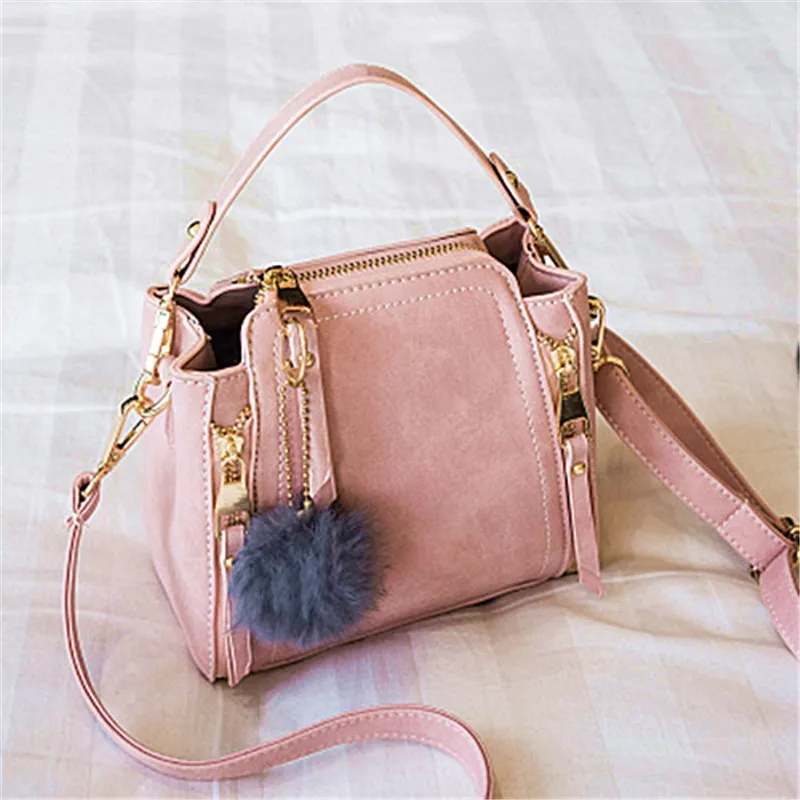 LAMAX ZA Nubuck Original Women Leather Handbags Ladies Small Pink