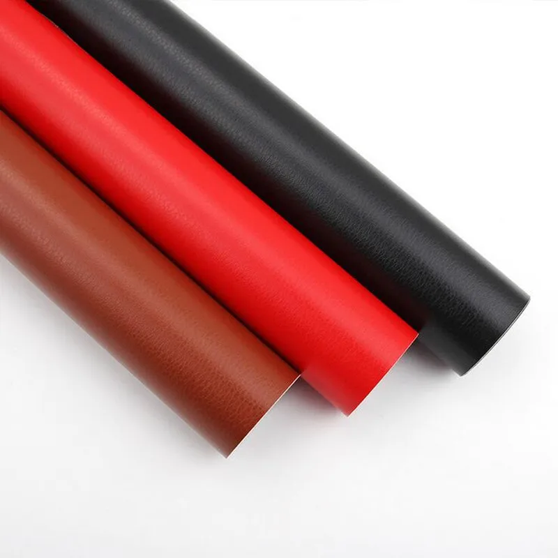 

30cmx100cm Black Red Leather Grain Texture Vinyl Car Wrap Sticker Decal Film Sheet Self Adhesive sticker Interior Car Styling