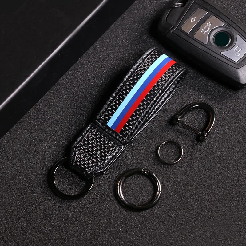 Carbon-Fiber-Car-Key-Fob-Holder-KeyRing-Auto-KeyChain-For-BMW-M-Sport-E90-E60-F30 (2)