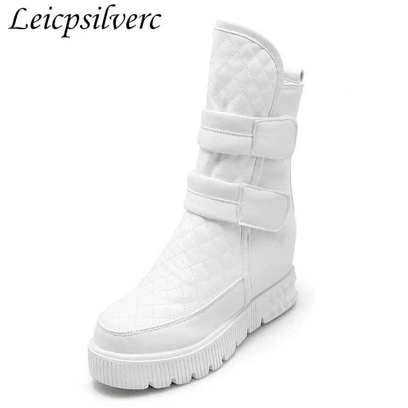 

Autumn and winter Thick bottom Flat bottom Short boots Internal increase Women's Boots white Snow boots plus size 35-43