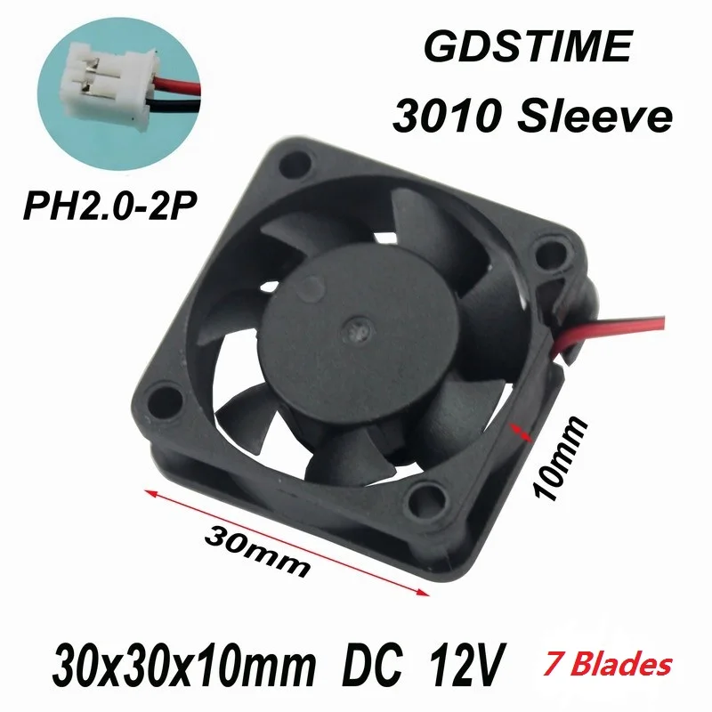Gdstime 2 шт. 30 мм x 10 DC 12 В 2Pin 0 3010 микро строительный охлаждающий вентилятор 30x30x10 7