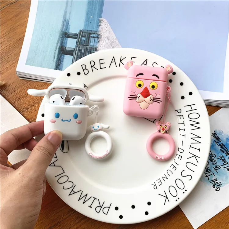 3D милый мультфильм Cinnamoroll Розовая пантера силиконовый наушник чехол для Apple беспроводной Bluetooth гарнитура Airpods 2 защитный чехол