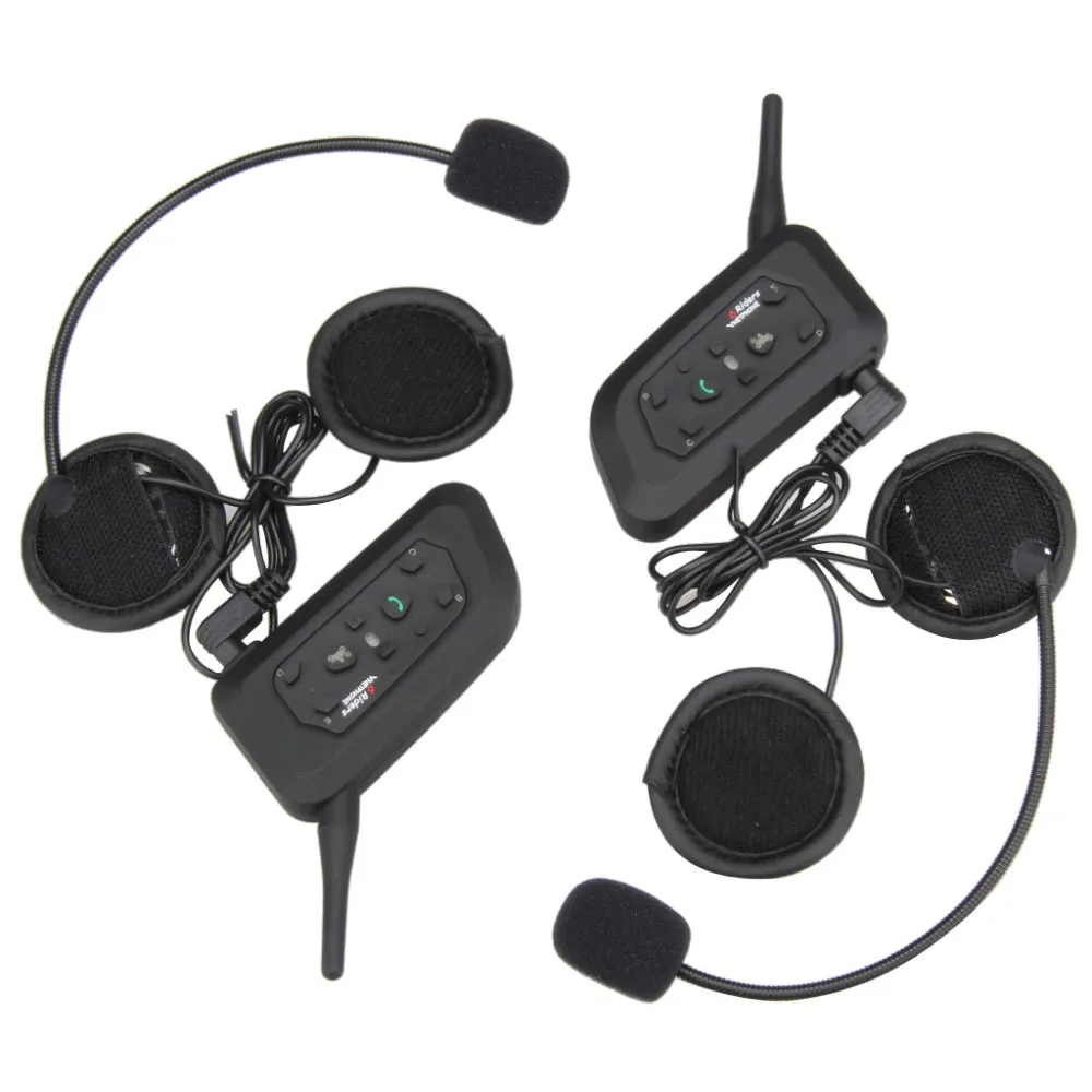 1 Pair V6 1200 Bluetooth BT Multi Interphone Motorcycle Wireless Headphones Accessories
