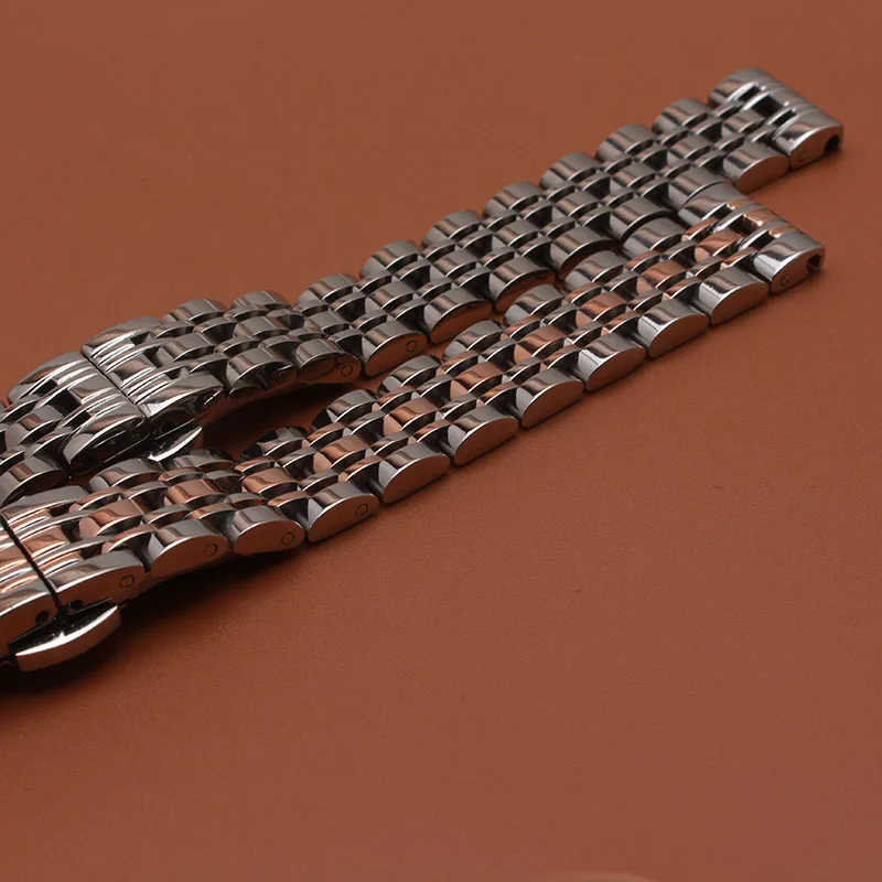 Solid Stainless Steel Watchband butterfly clasp Metal Wristwatches Band rose gold silver 14mm 16mm 18mm 20mm 22mm for lady men