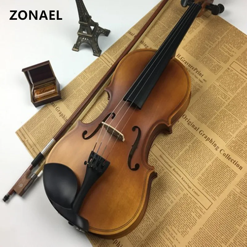 ZONAEL для начинающих Скрипка 4/4 клен скрипка o античный матовый высококачественный ручной работы акустическая Скрипка чехол Лук липа v001