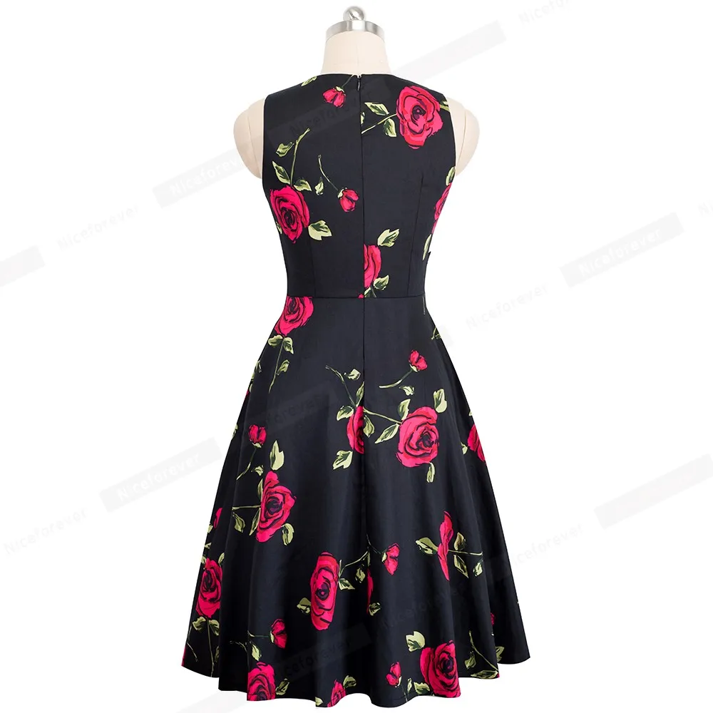 Nice-forever Vintage Elegant Embroidery Floral Lace Patchwork vestidos A-Line Pinup Business Women Party Flare Swing Dress A079 138 Nice-forever Vintage Elegant Embroidery Floral Lace Patchwork vestidos A-Line Pinup Business Women Party Flare Swing Dress A079 138