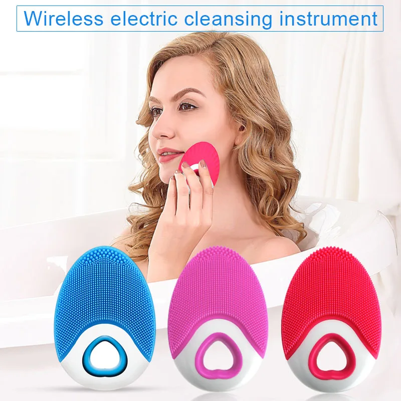 

1 Pcs Silicone Face Cleanser Brush Ultrasonic Deep Cleaning Waterproof Wireless Charging Drop Ship