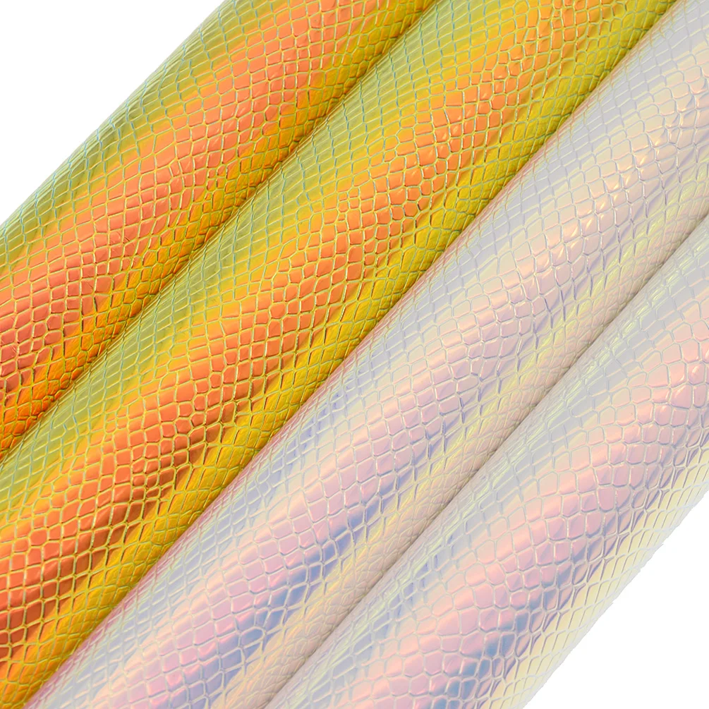 29X137cm Iridescent Laser Snake Synthetic Faux Leather Waterproof Surface PU Fabric For Bows DIY Handmede Crafts | Дом и сад