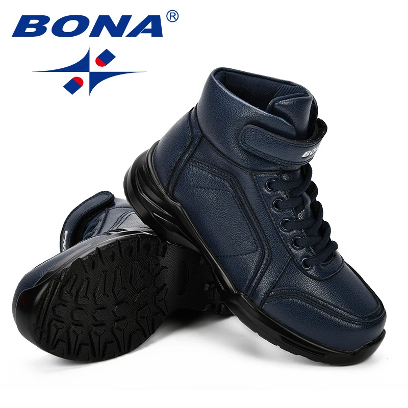 BONA 2018 New Autumn Fashion Children Synthetic Boots Kids Boots Boys Walking Shoes Flats With High Upper Warmth Sports Sneakers