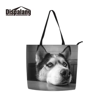 

Husky Dog Print Shoulder Handbag Animal Pattern Casual Tote Bag for Women Ladies Shopping Bag Lightweight Beach Hand Bag Girls
