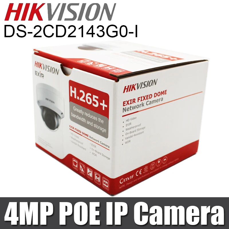 HIKVISION DS-2CD2143G0-I сетевая камера H.265 с POE 4MP ИК Фиксированная купольная камера 2CD2143G0-I IP камера видеонаблюдения