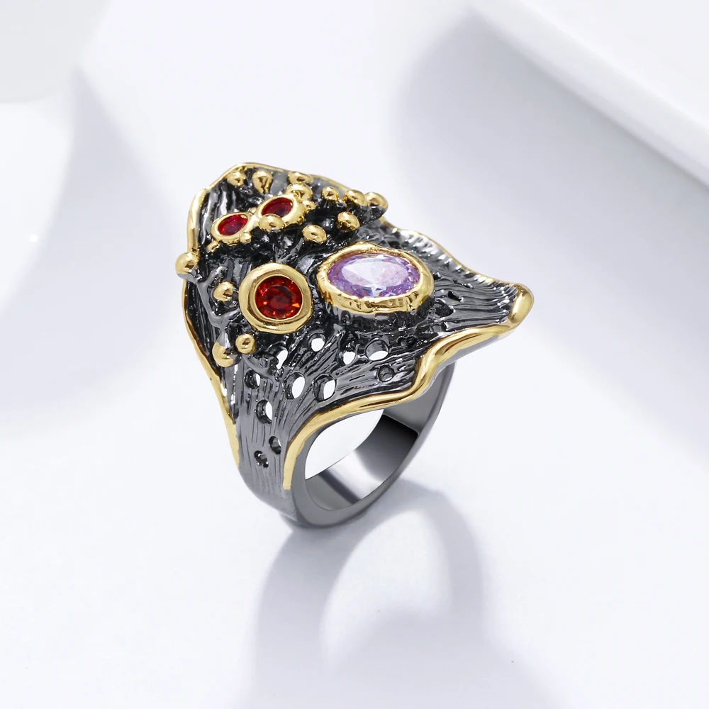 Новое поступление роскошные большие черные кольца для женщин Женское кольцо из