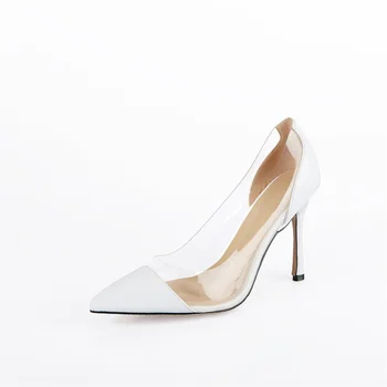 

2019 spring and summer women's pumps fashion sequins fabric pointed toe 9.5 CM high heel women shoes size 34-42