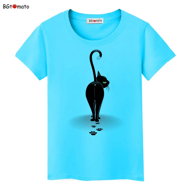 BGtomato, летние топы, Забавный 3D принт кошки, женская футболка, женская футболка, топы, свободная футболка с рисунком, короткий рукав, круглый вырез, футболки, топы
