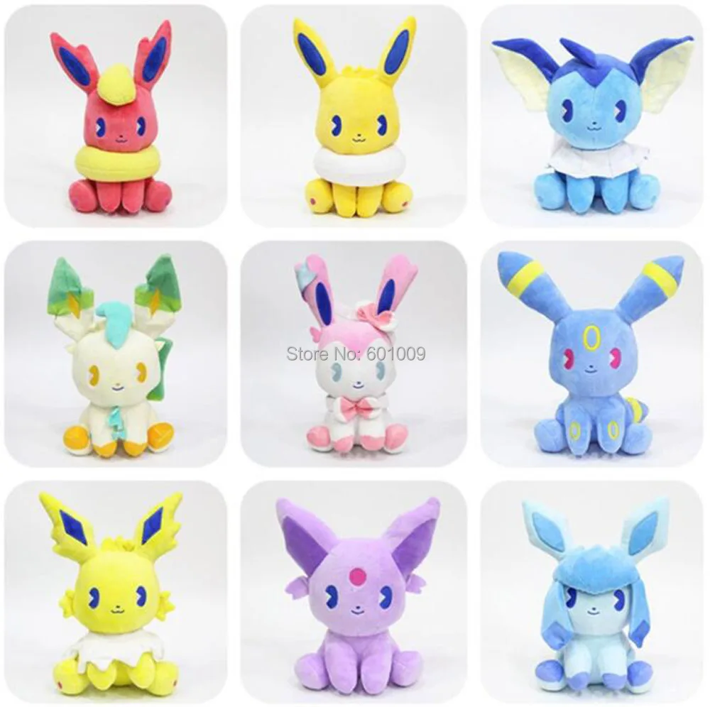 

Free Shipping EMS 50/Lot 10 Styles Pikachu Sylveon Umbreon Flareon Vaporeon Jolteon Eevee Espeon Leafeon Glaceon 8“ 20CM Plush