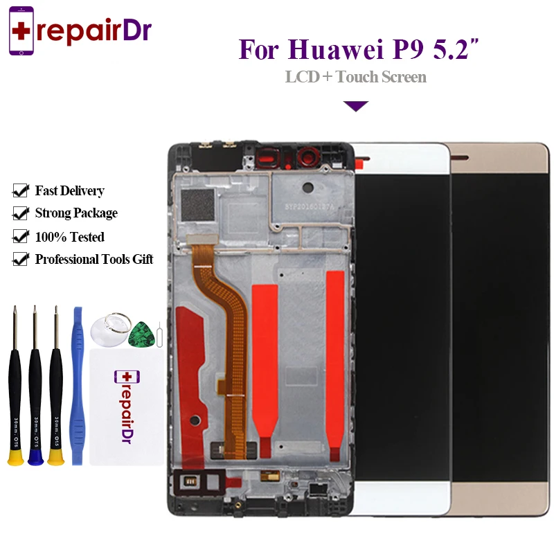100% тестирование 5 2 &quotЖК Дисплей для huawei P9 ЖК Экран с рамкой Сенсорный экран
