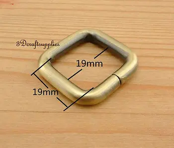 

Rectangle Rings webbing Belt buckle anti brass purse ring 3/4 inch 10pcs U132