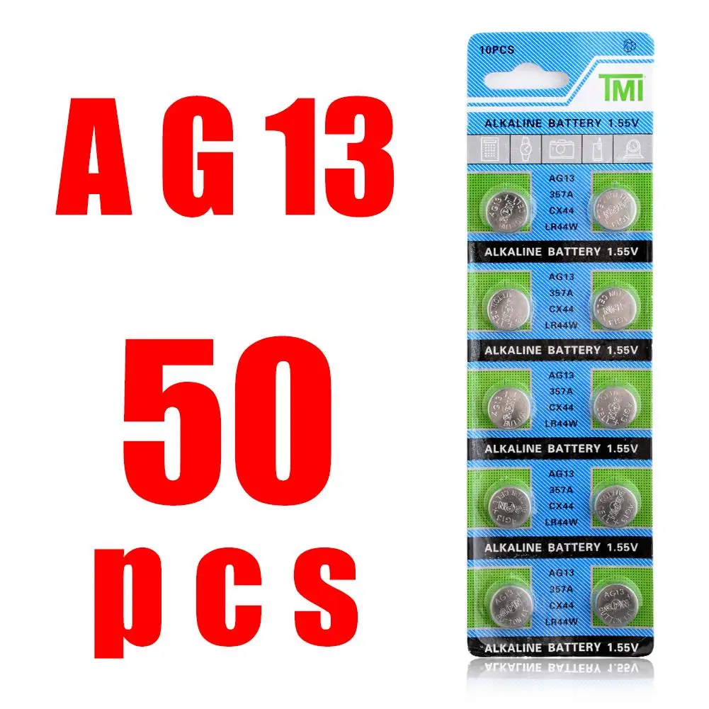 

YCDC New Original Cell Battery Alkaline Pile watch batteries LR44 LR1154 SR44 A76 357A 303 357 Cheap 50PCS AG13 Coin
