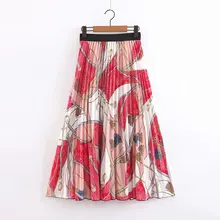 Повседневные женские пляжные юбки для отдыха, винтажная шикарная плиссированная юбка с цветочным принтом и эластичной резинкой на талии, стильная Jupe Femme