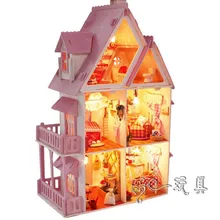 Солнечный кукольный домик в сборке Кукольный дом полностью обставленный светодиодный светильник, кукольный домик Миниатюрный, изготовление модели здания